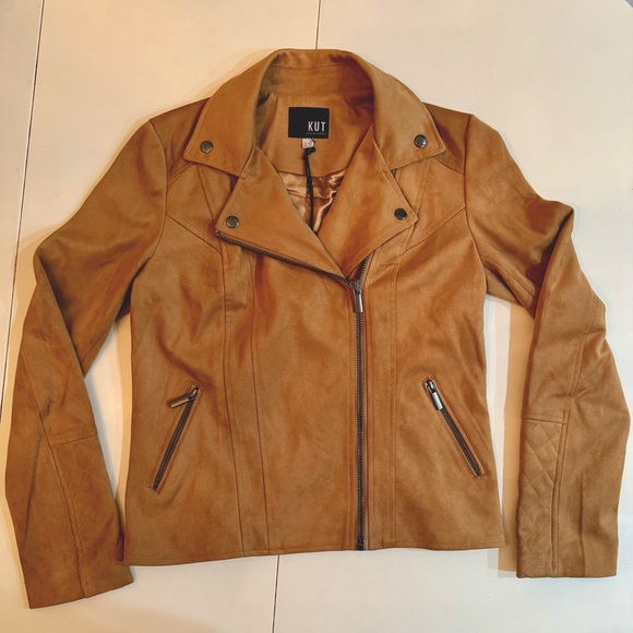 NWT KUT FROM THE KLOTH Faux Suede Moto Jacket - Picture 2 of 11